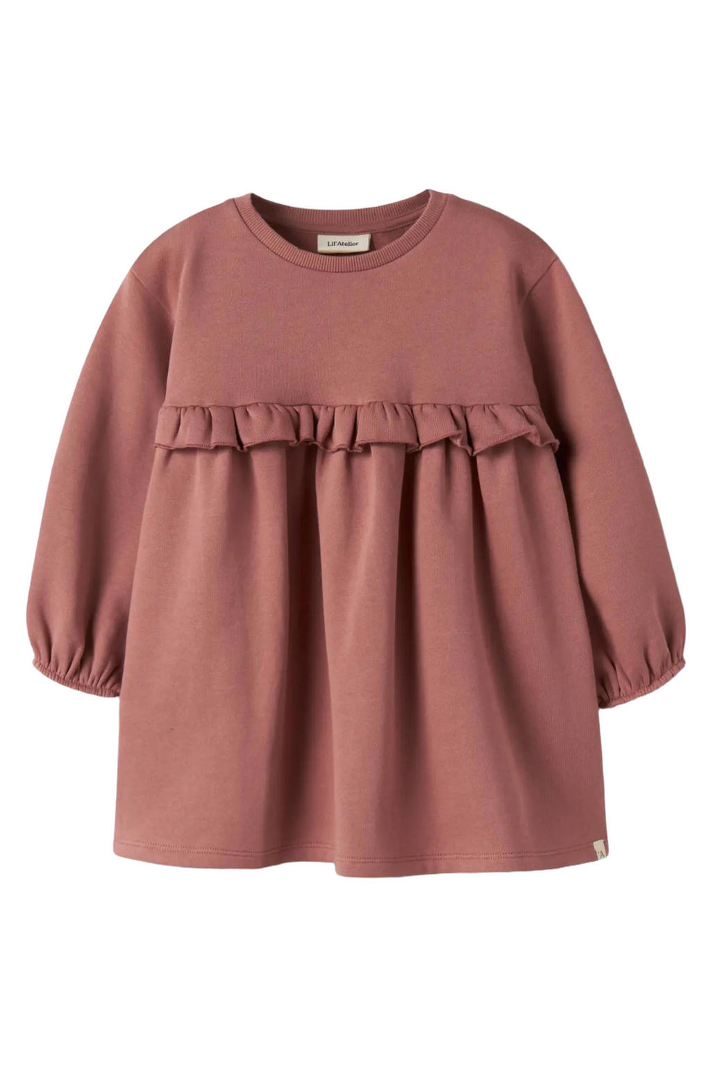 LIL' ATELIER MINI sweatjurk met ruches - oudroze