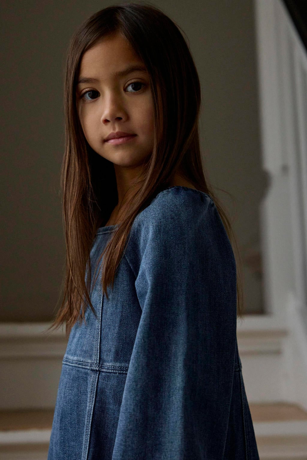 LIL' ATELIER MINI midi spijkerjurk - donkerblauw