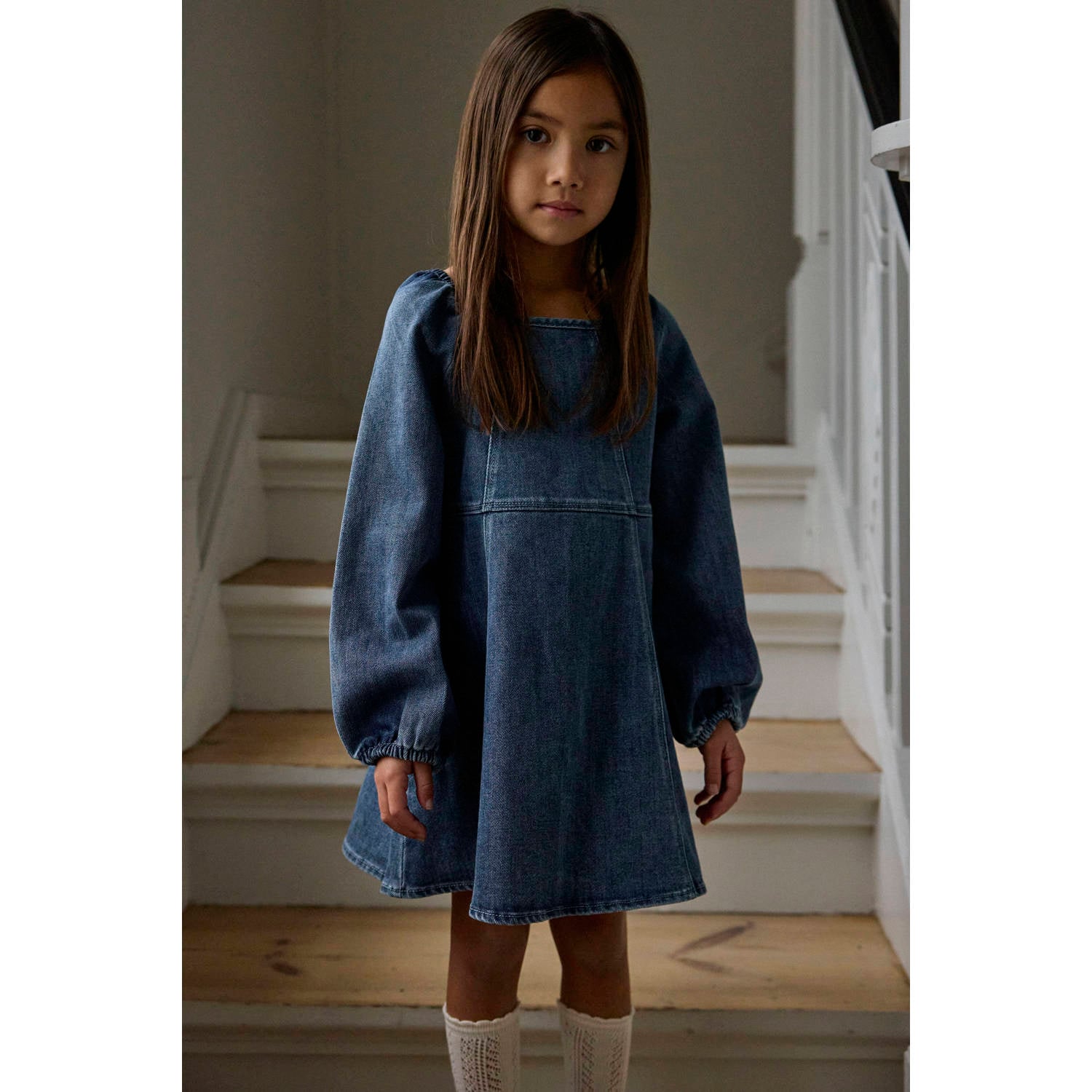 LIL' ATELIER MINI midi spijkerjurk donkerblauw