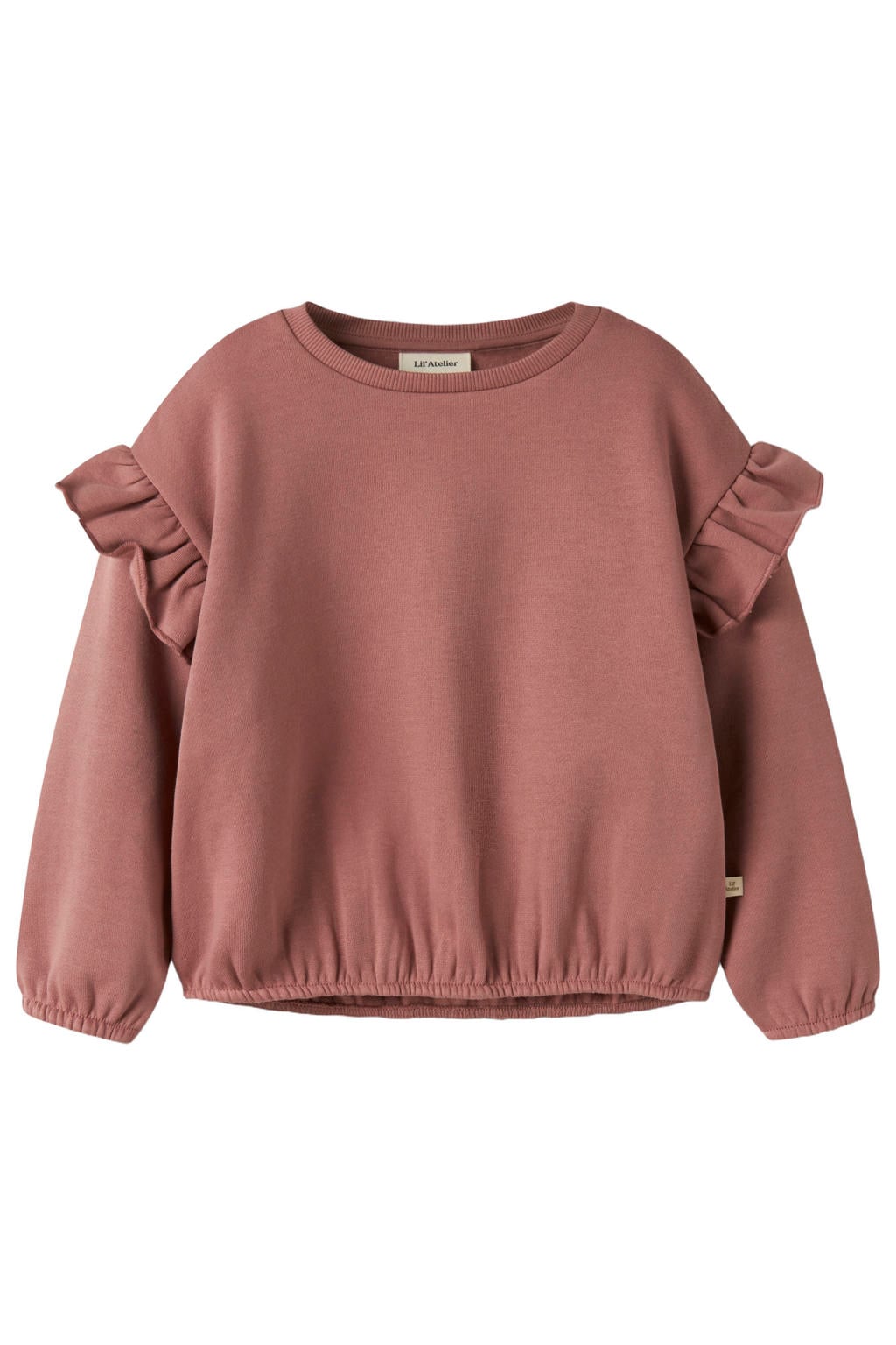 LIL' ATELIER MINI rechtvallende sweater met ruches - oudroze