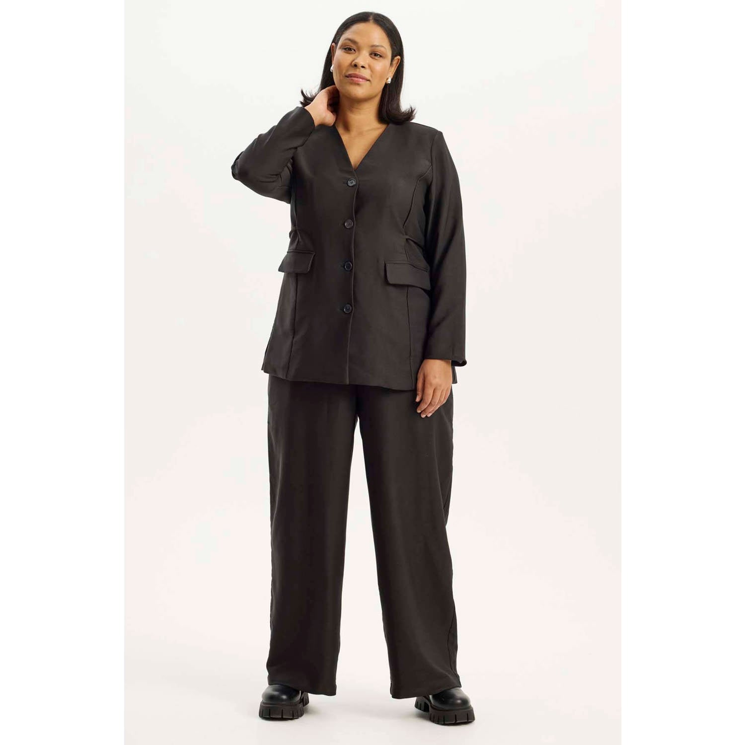 Anyday Plus Size regular blazer zwart