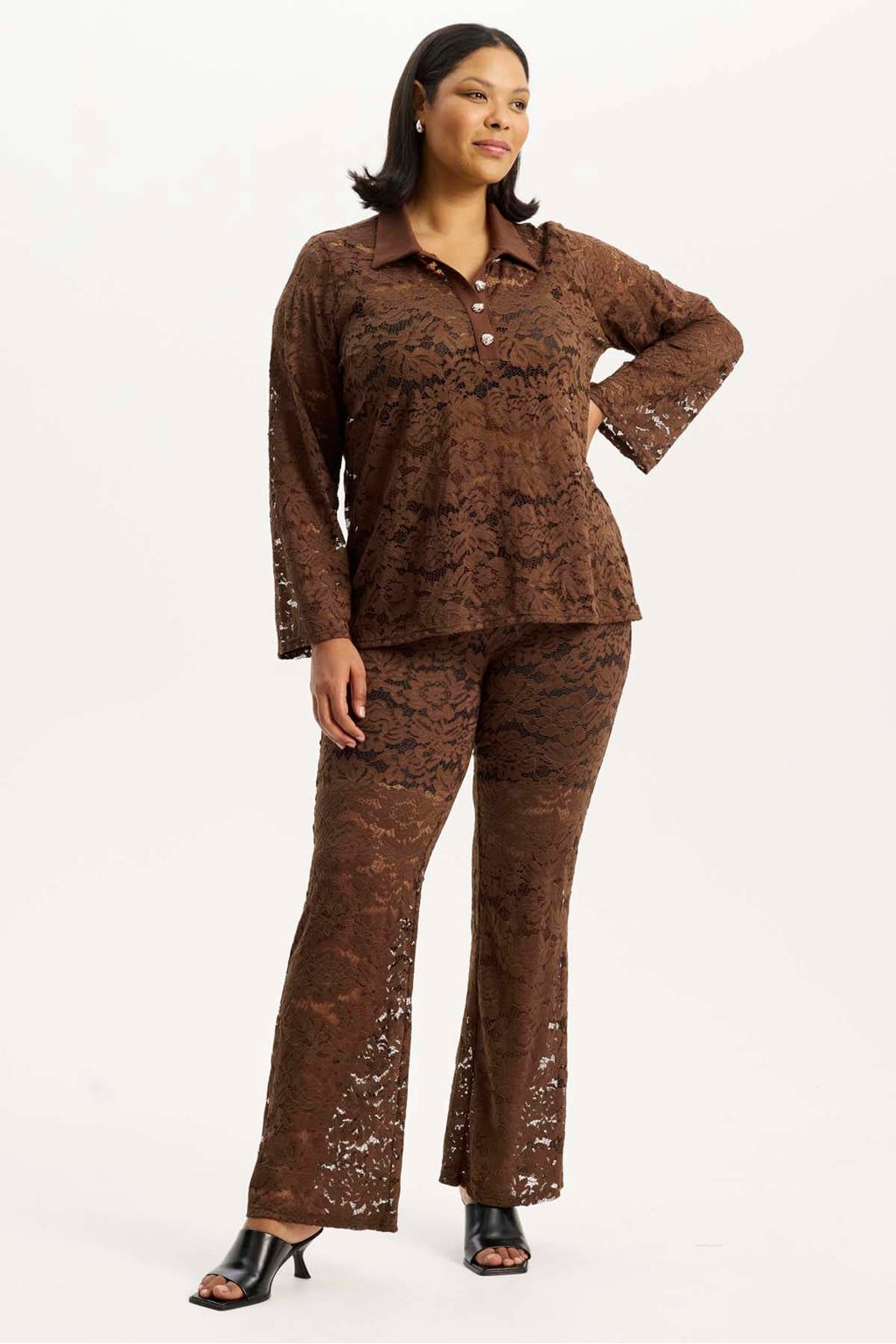Anyday gebloemde top Plus Size - bruin