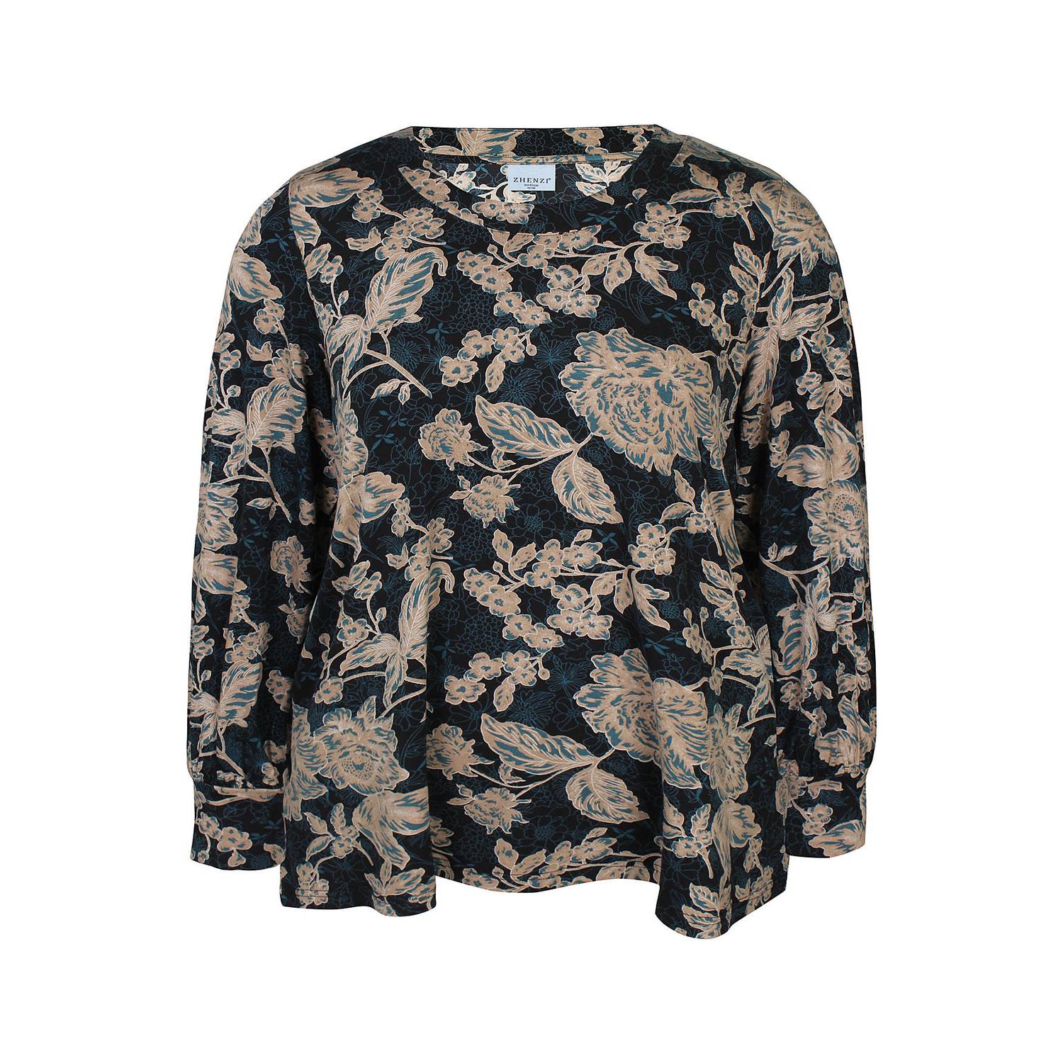 Zhenzi Plus Size gebloemde blouse zwart