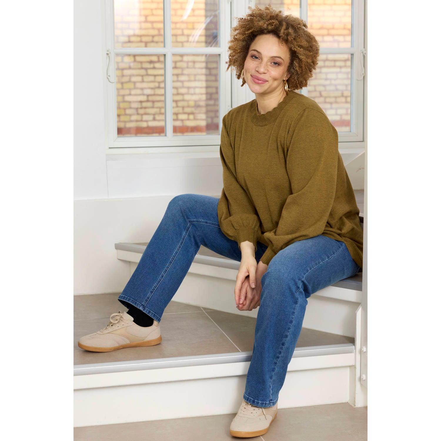 Zhenzi Plus Size straight leg jeans mediumblauw
