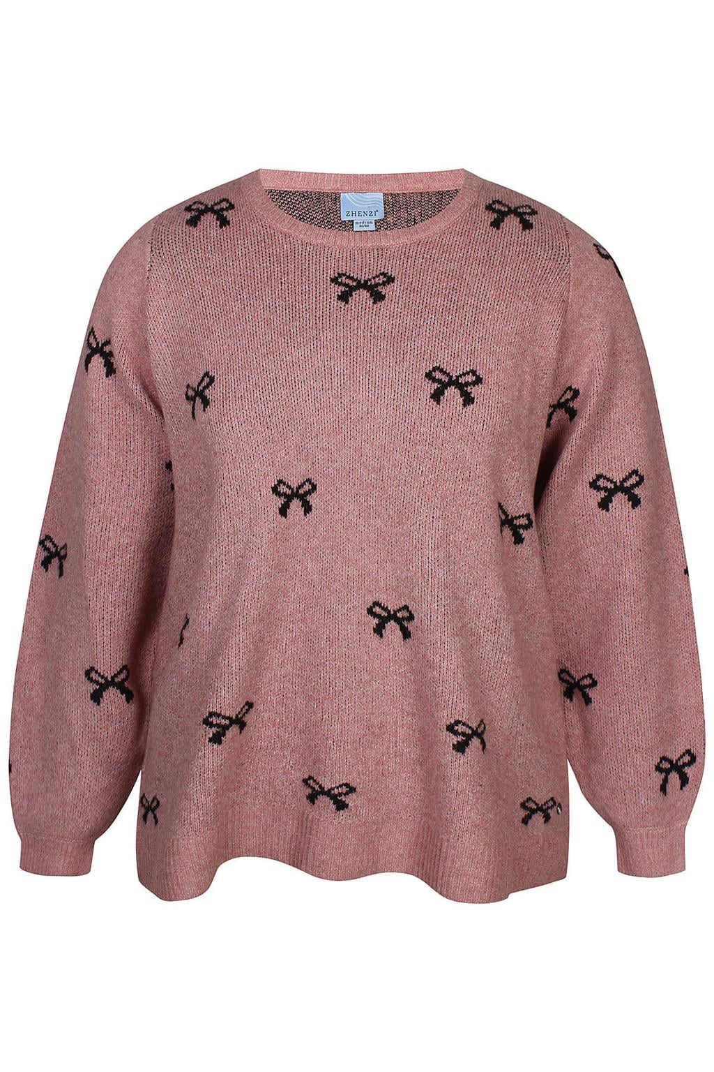 Zhenzi Plus Size gebreide trui met print - roze