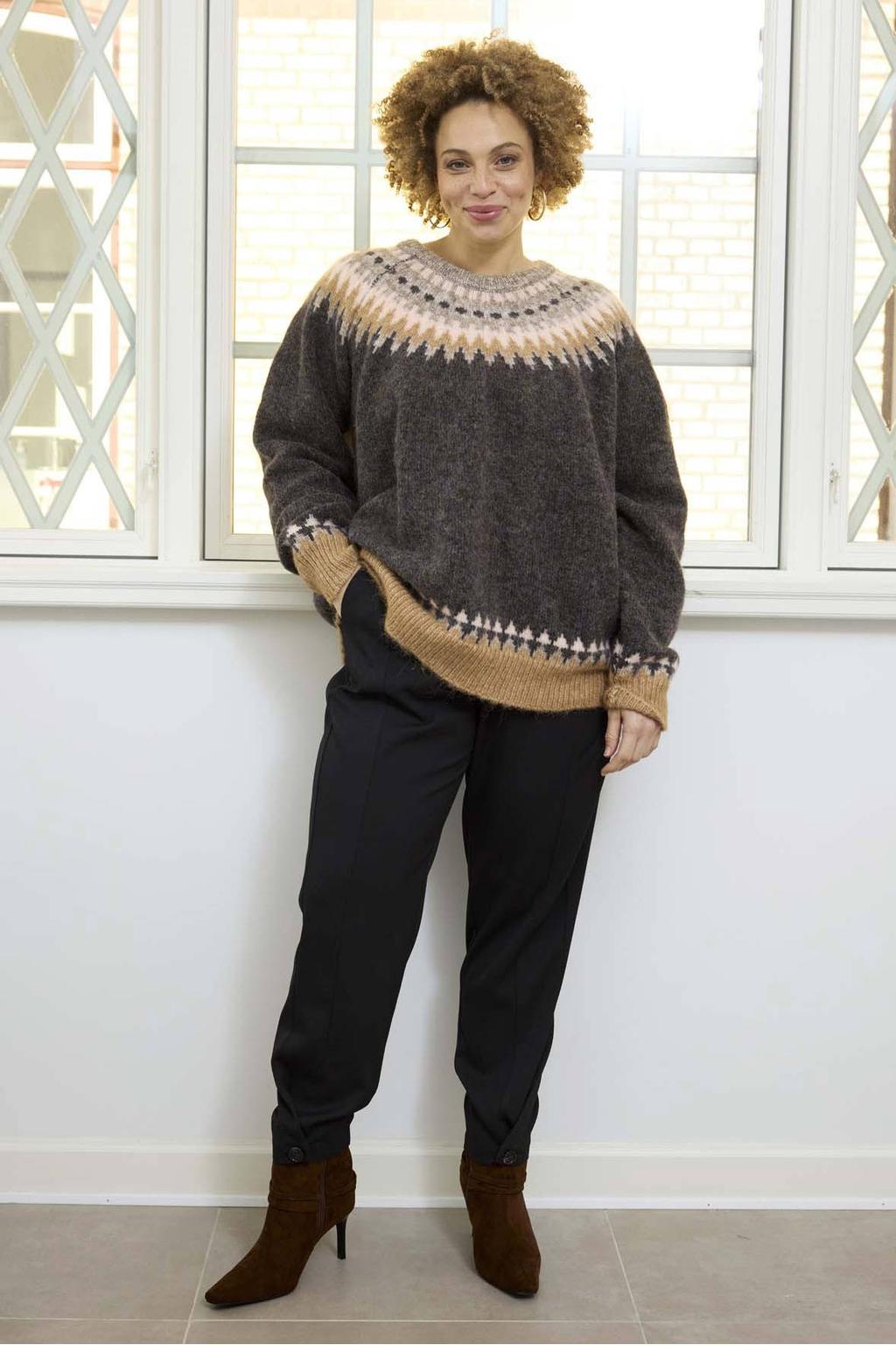 Zhenzi Plus Size gebreide trui met wol - grijs