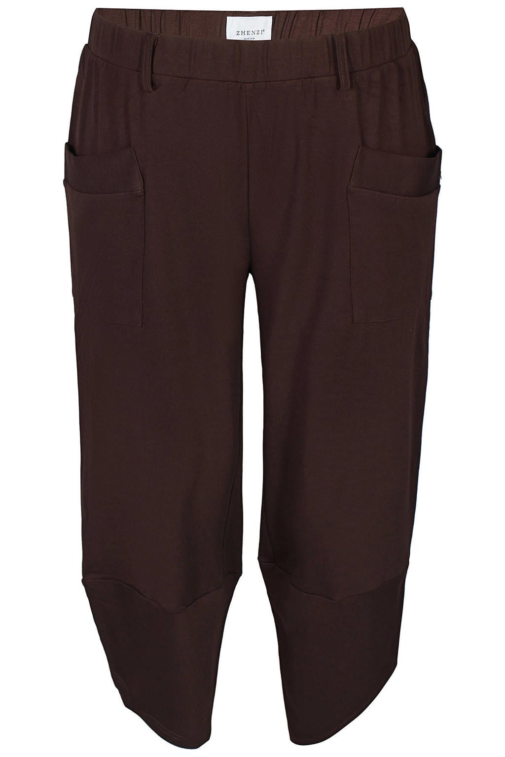 Zwarte dames Zhenzi Plus Size barrel broek van viscose met high waist, elastische tailleband en effen