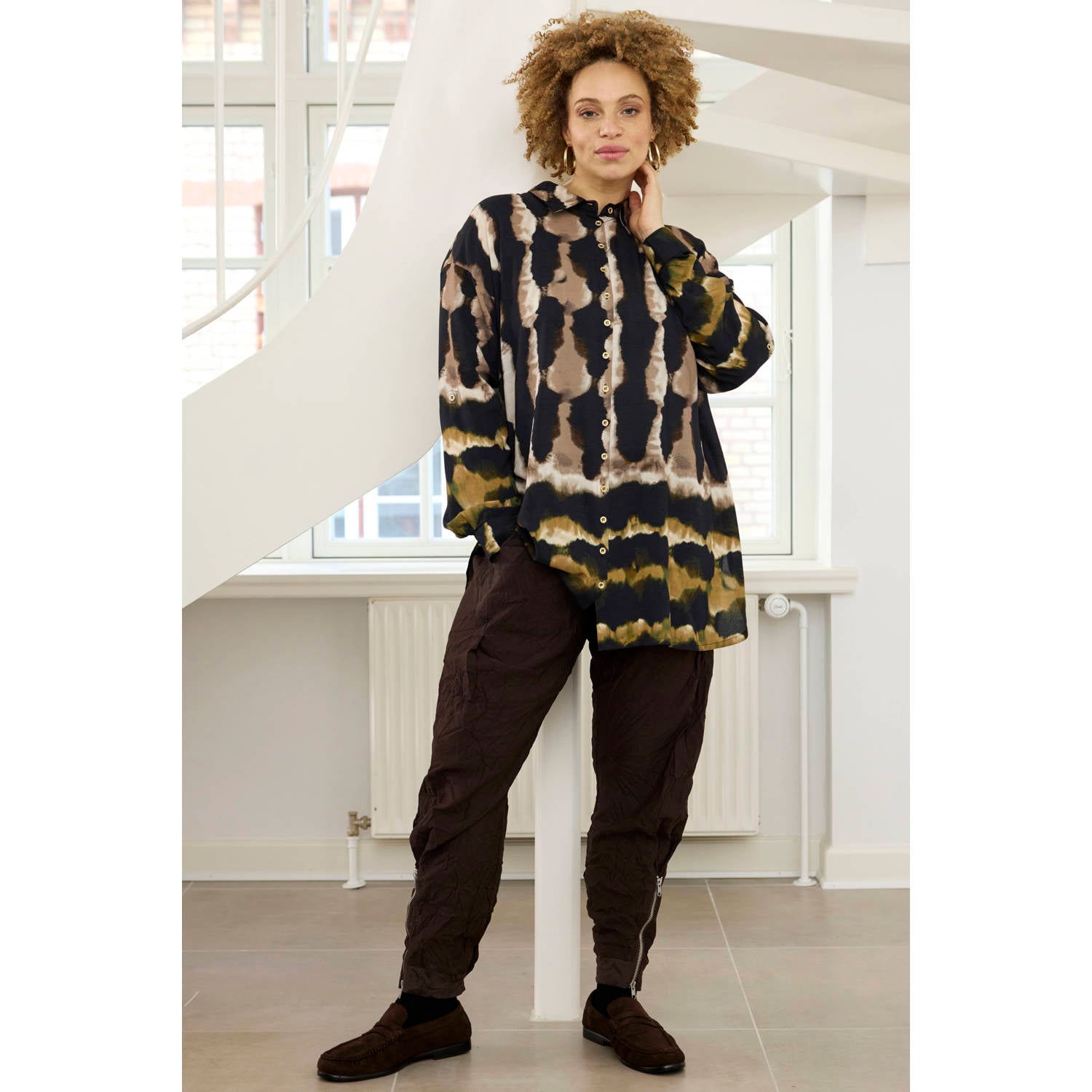 Zhenzi Plus Size blouse met print meerkleurig