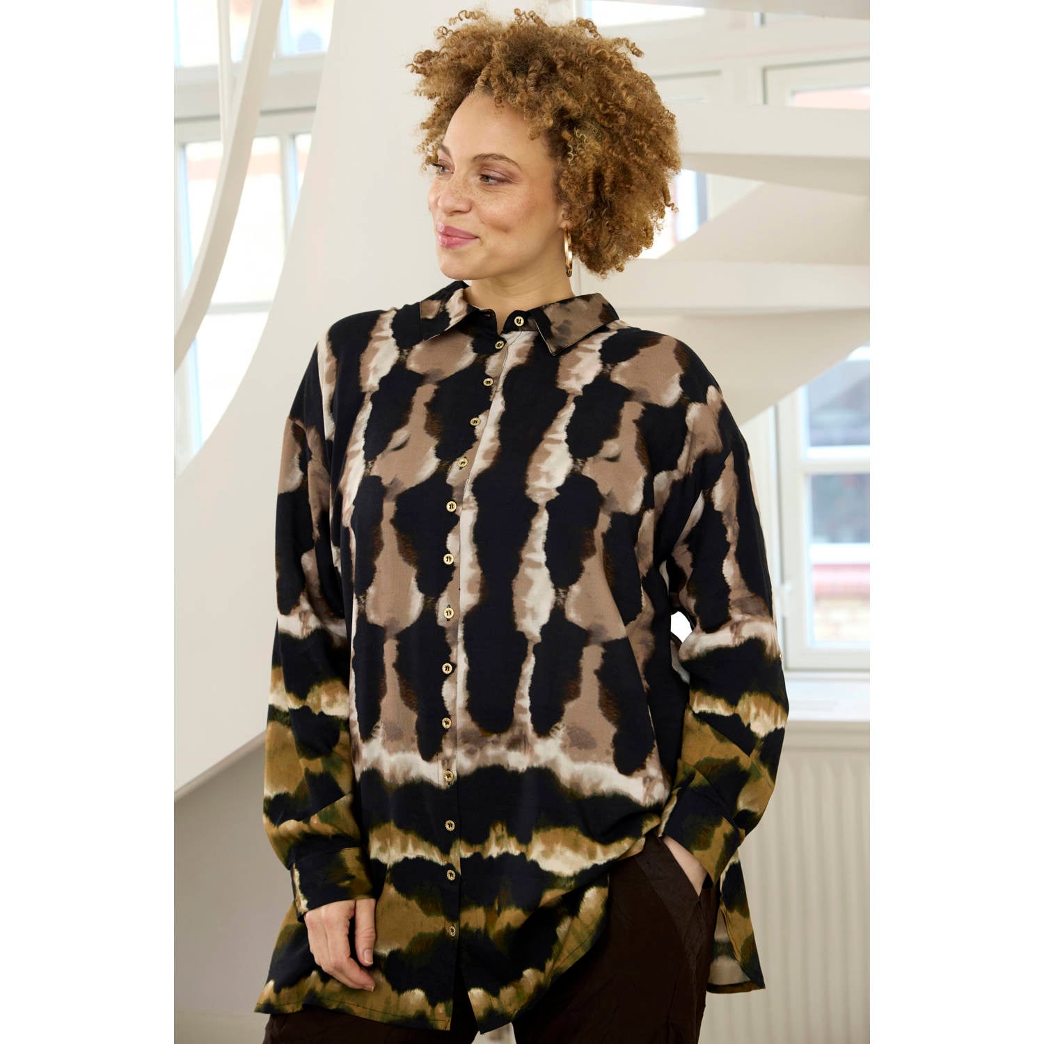 Zhenzi Plus Size blouse met print meerkleurig