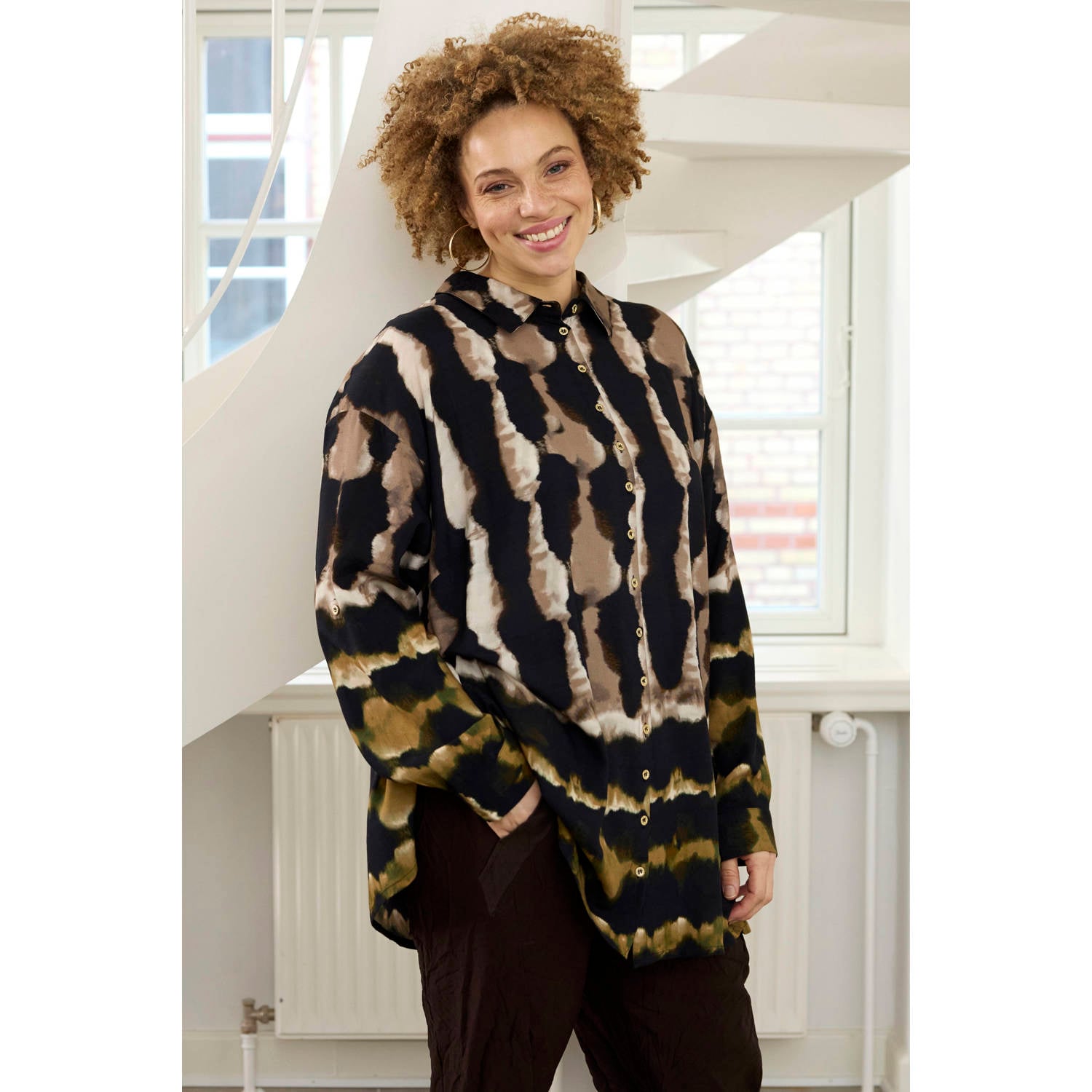 Zhenzi Plus Size blouse met print meerkleurig