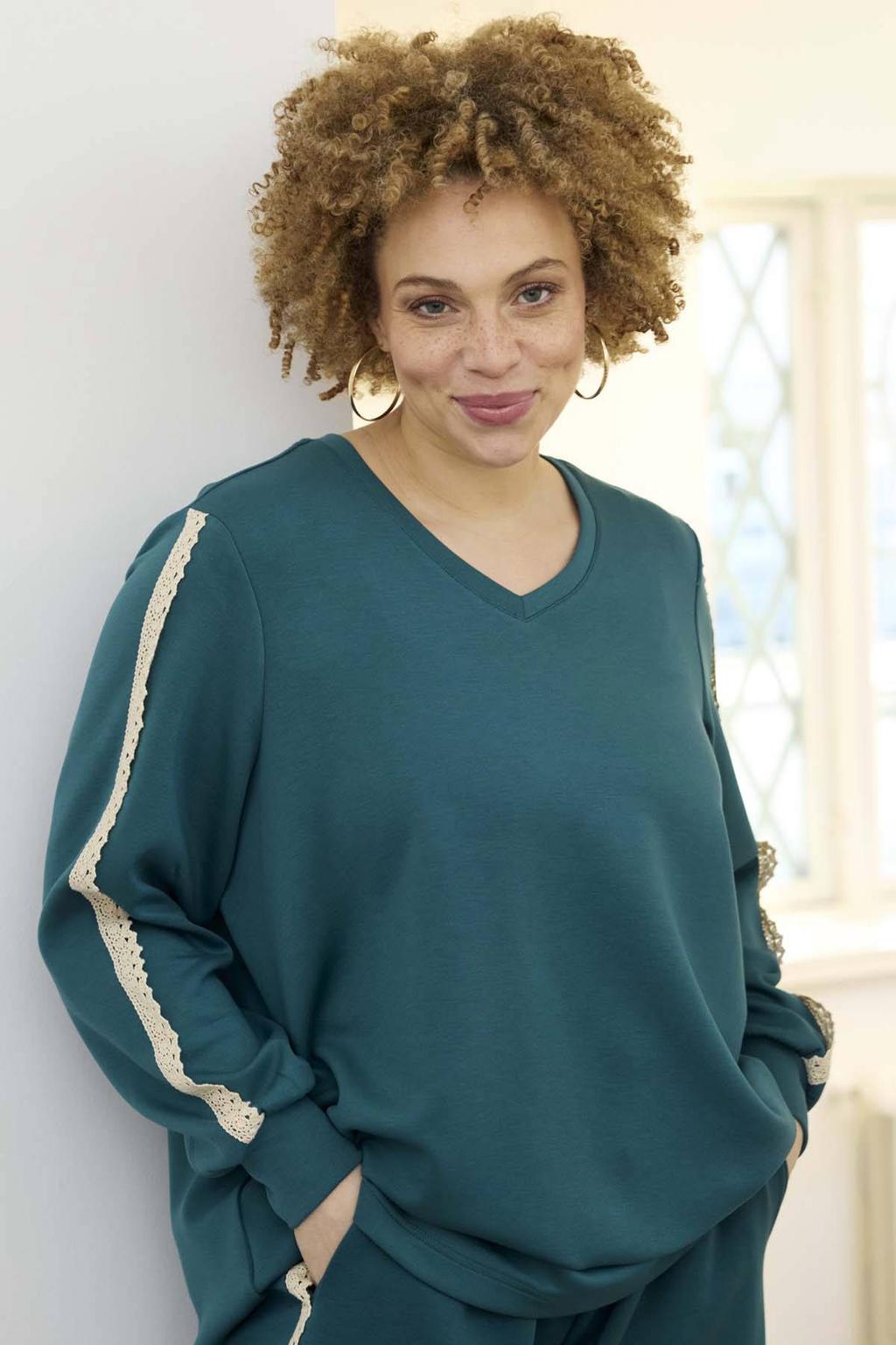 Zhenzi Plus Size sweater - petrol