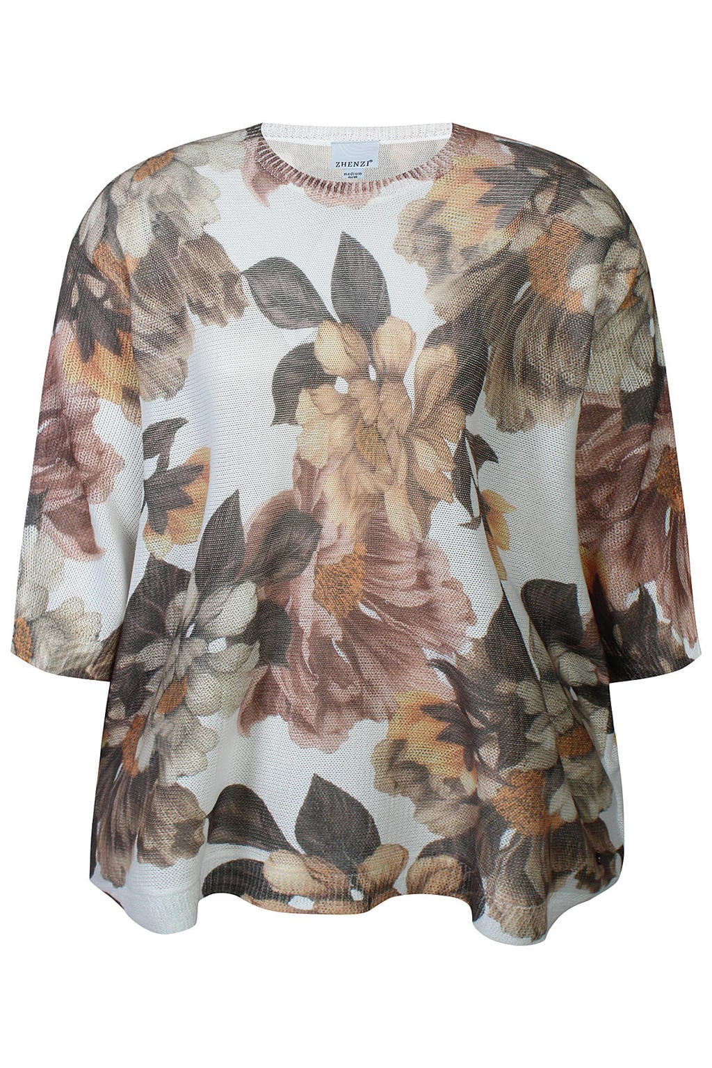 Zhenzi Plus Size gebloemde trui - bruin