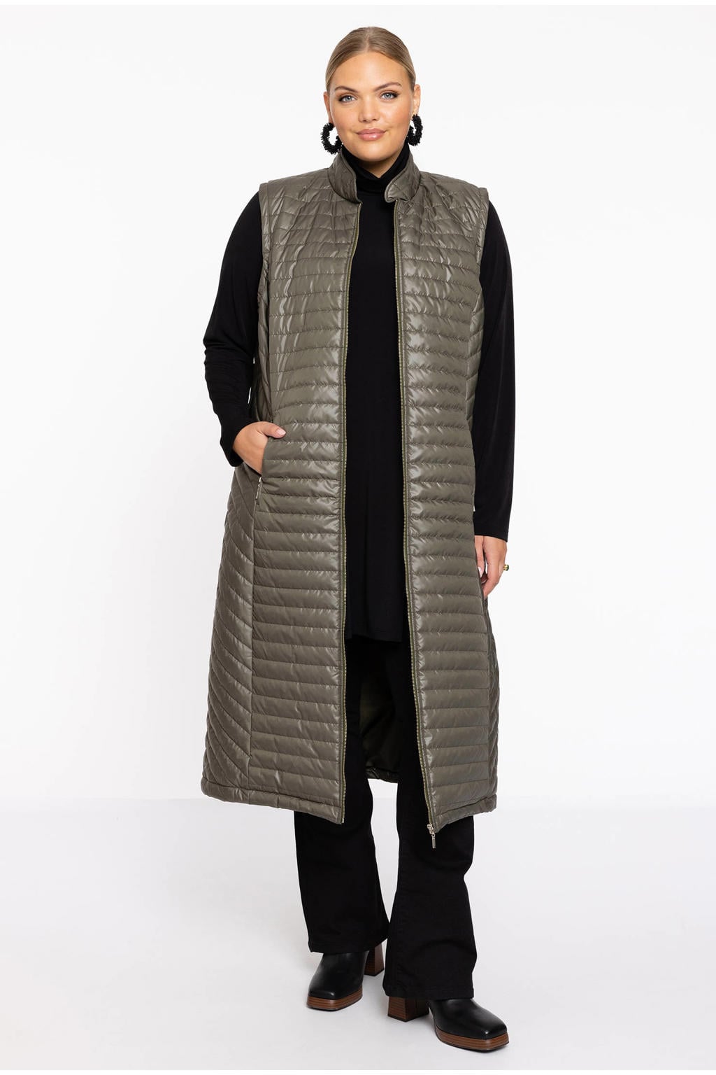 YOEK lange bodywarmer - groen
