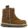 Shoesme suède enkelboots met panterprint - cognac