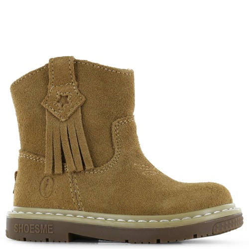 Shoesme suède enkelboots met franjes cognac