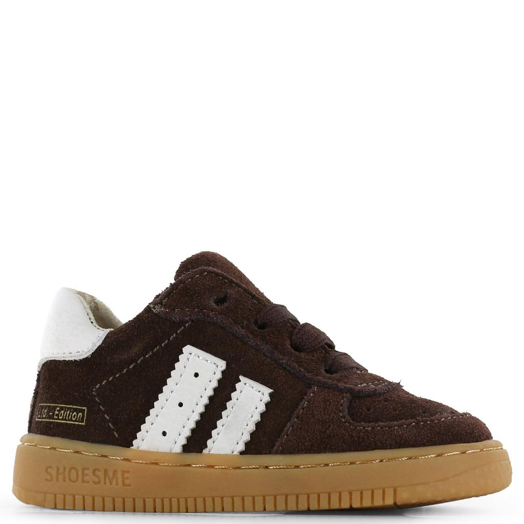 Donkerblauwe meisjes Shoesme suède sneakers - met ritssluiting en panterprint