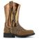 Shoesme western suède laarzen met panterprint - cognac