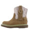 Shoesme suède enkelboots met glitters - cognac/roze