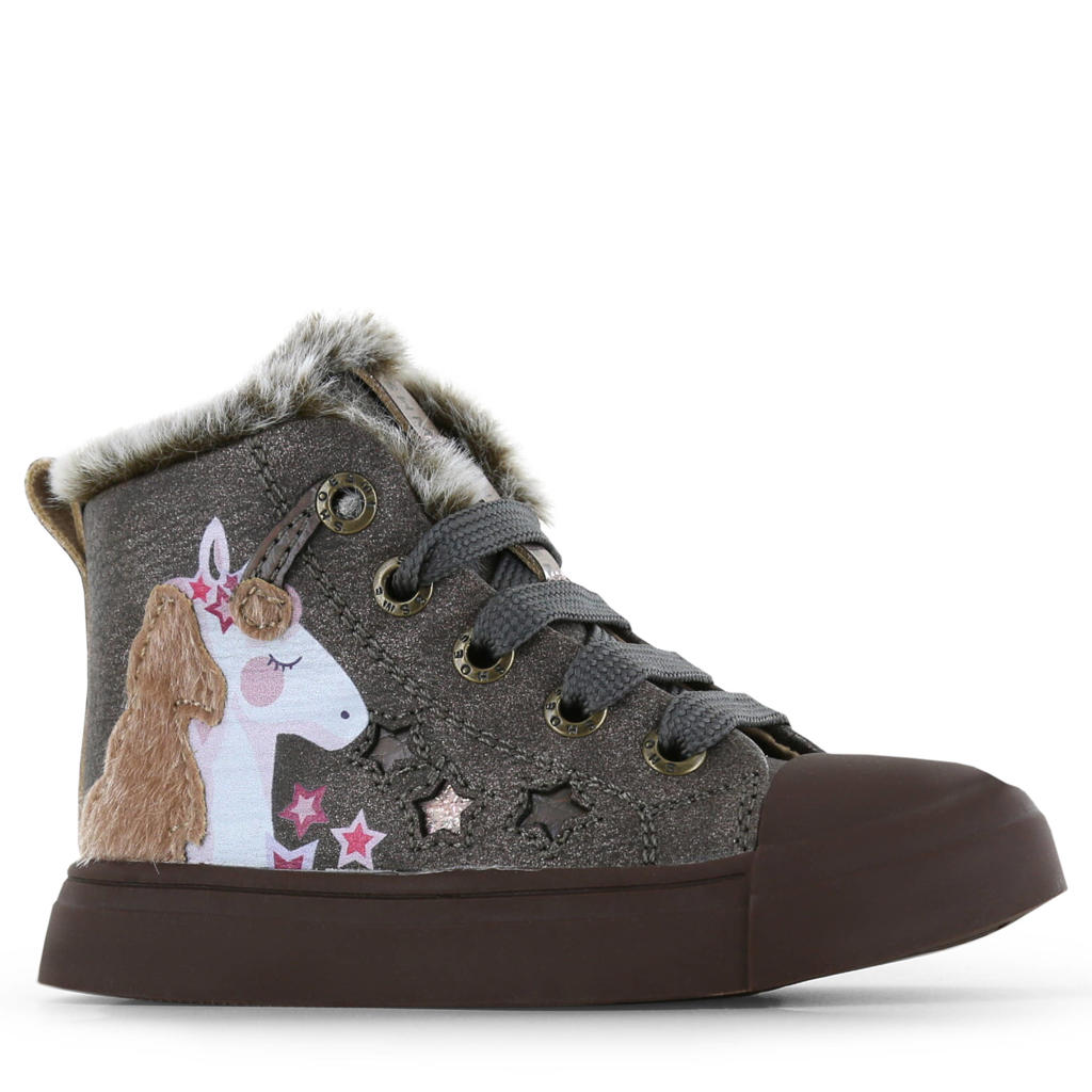 Donkerblauwe meisjes Shoesme suède sneakers - met rits- en vetersluiting