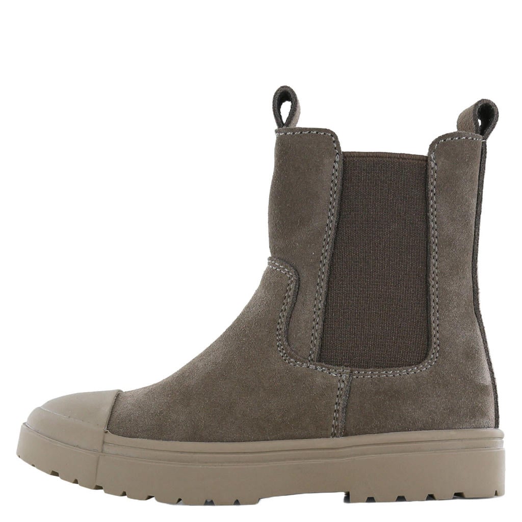 Taupe jongens Shoesme suède enkelboots - met ritssluiting