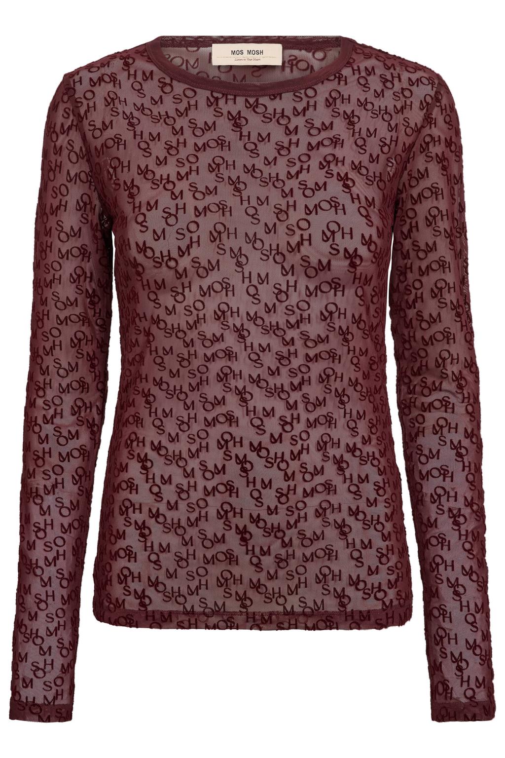 Donkerrode dames Mos Mosh top van polyester met lange mouwen en ronde hals