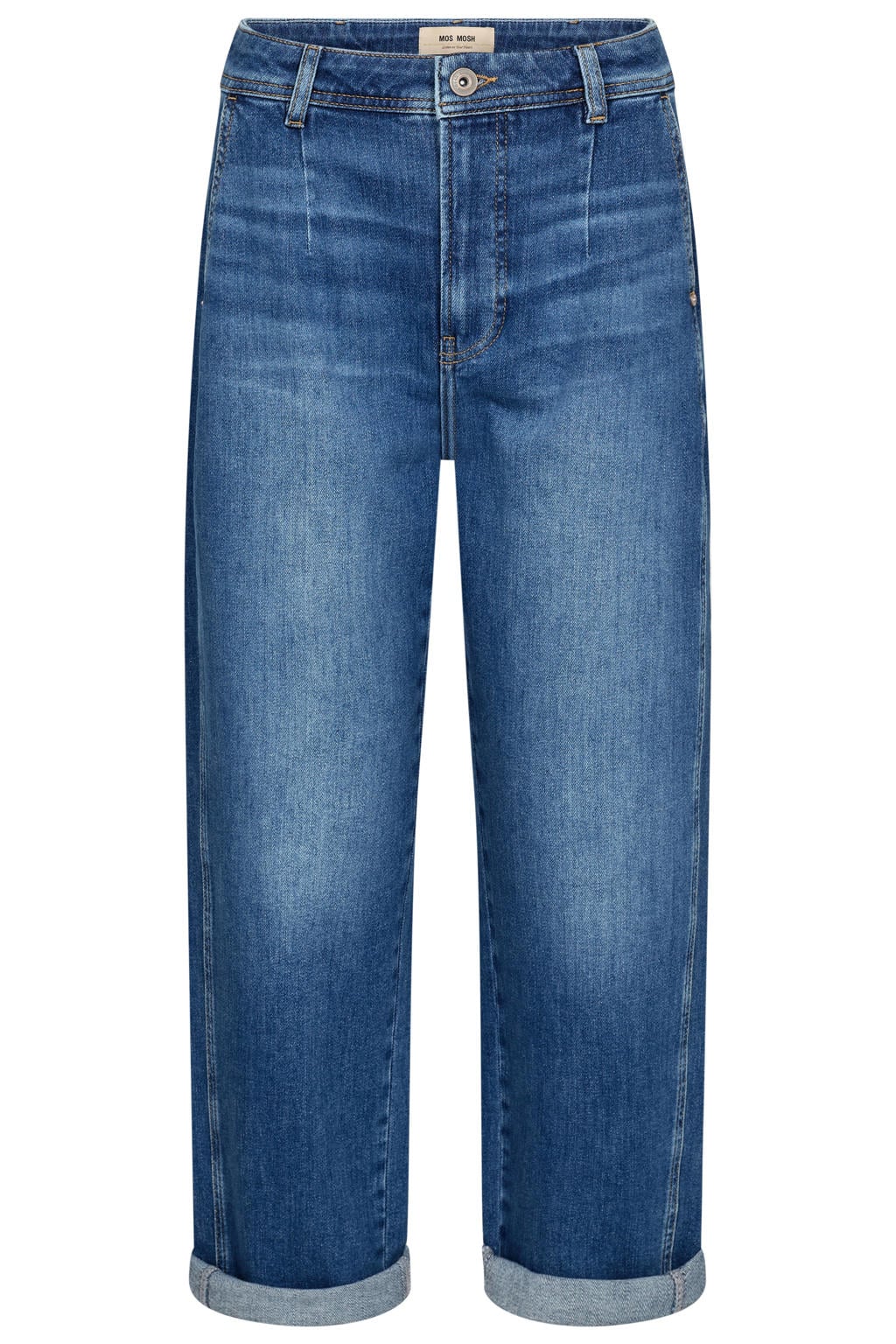 Medium blue denim dames Mos Mosh van denim met regular waist en effen