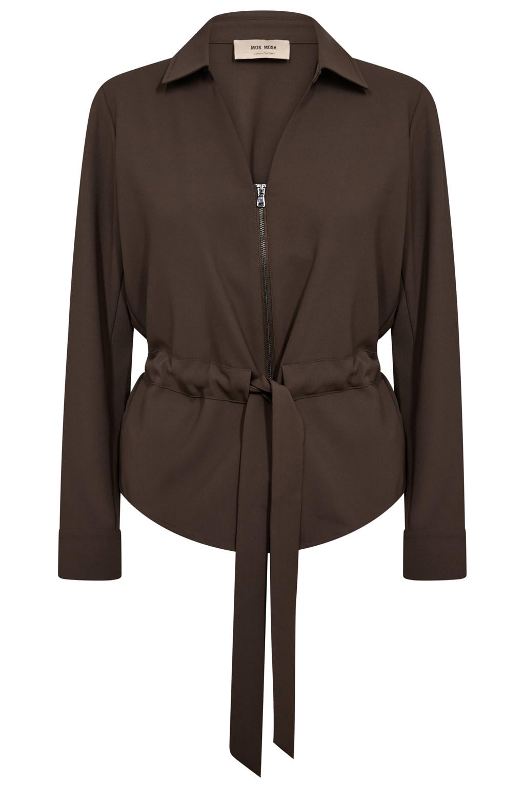 Donkerblauwe dames Mos Mosh jas van polyester met effen en lange mouwen