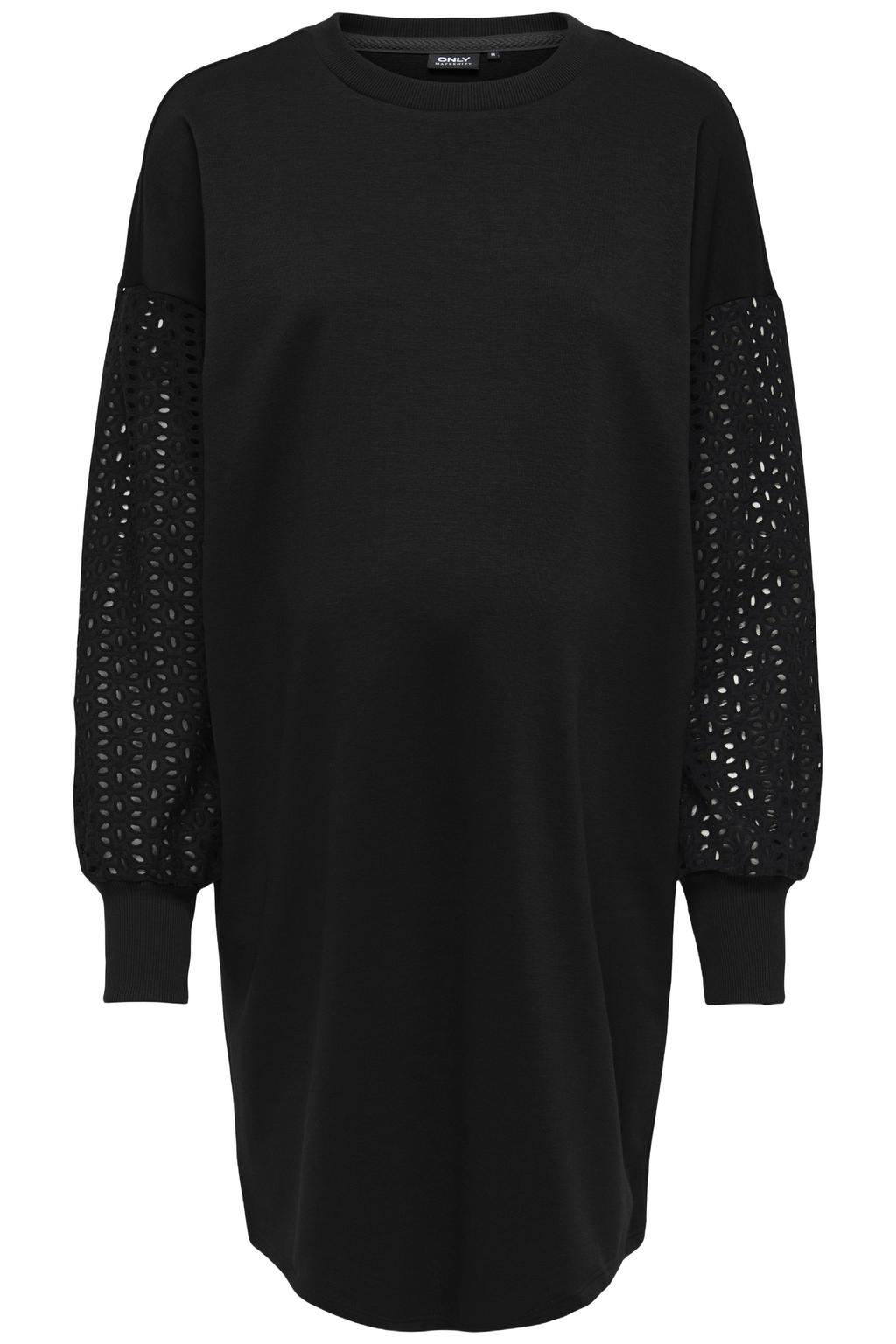 ONLY MATERNITY zwangerschapssweatjurk met broderie - zwart
