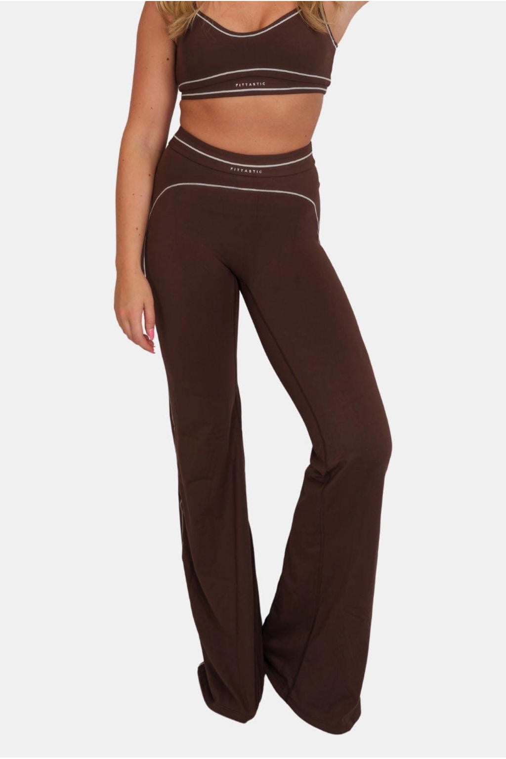 Donkerblauwe dames Fittastic Sportswear sportlegging van nylon met slim fit en regular waist