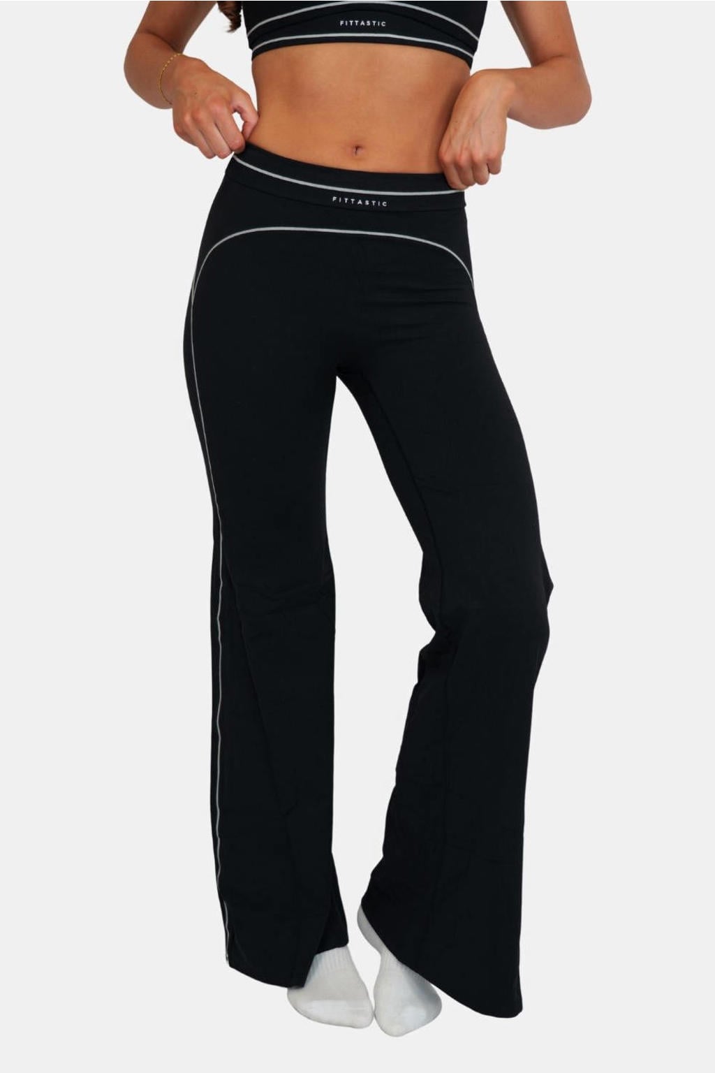 Zwarte dames Fittastic Sportswear sportlegging van nylon met slim fit en regular waist
