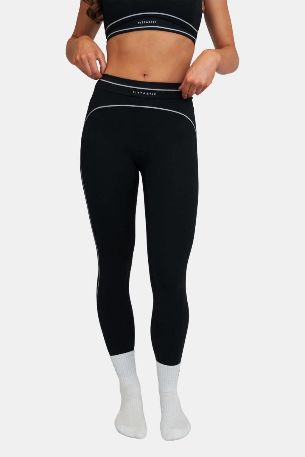 Zwarte dames Fittastic Sportswear sportlegging van nylon met slim fit en regular waist