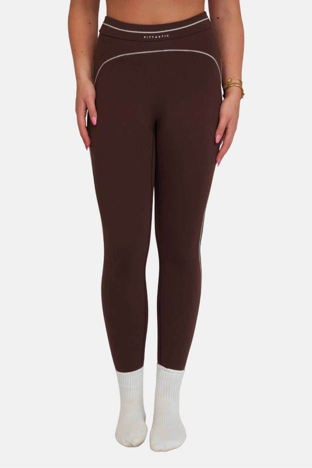 Donkerblauwe dames Fittastic Sportswear sportlegging van nylon met slim fit en regular waist