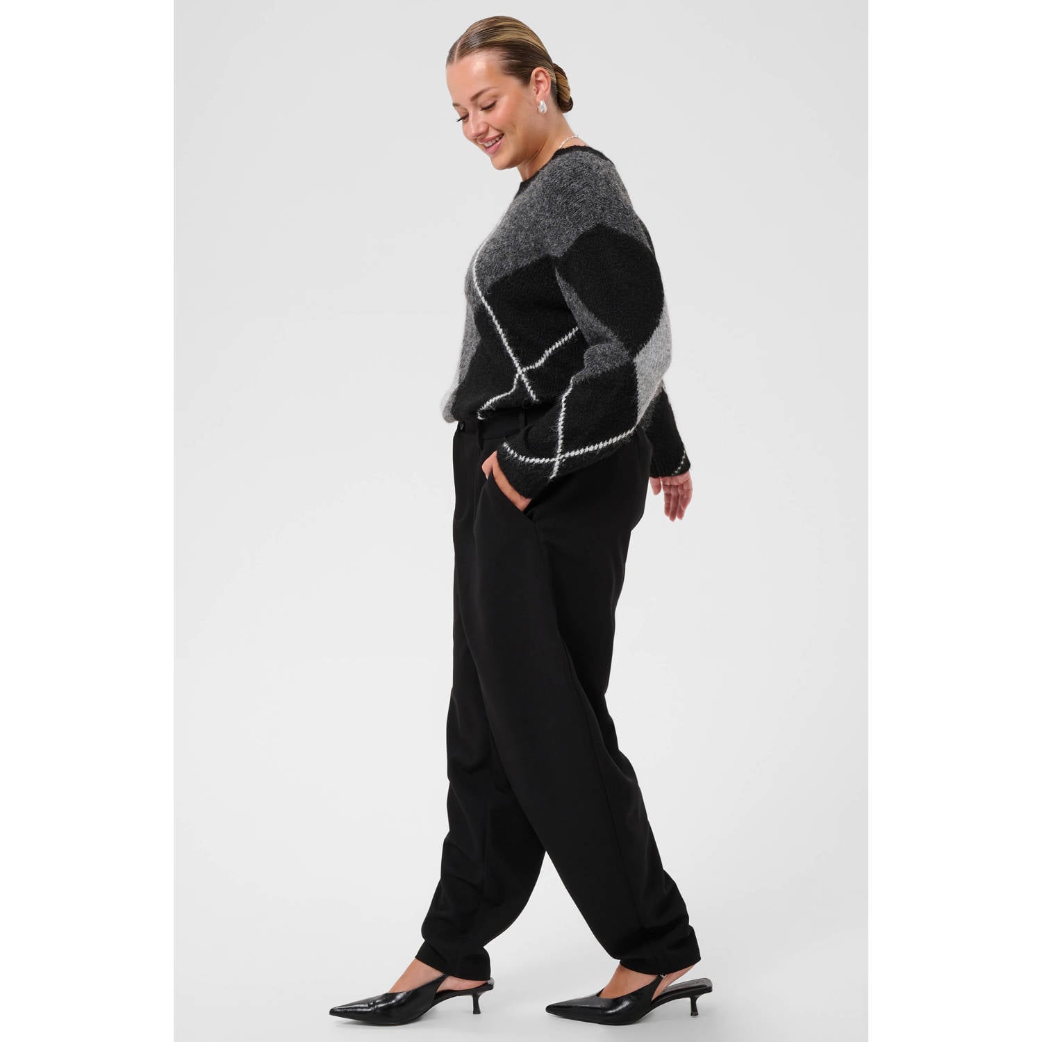 Kaffe Curve Plus Size barrel pantalon zwart