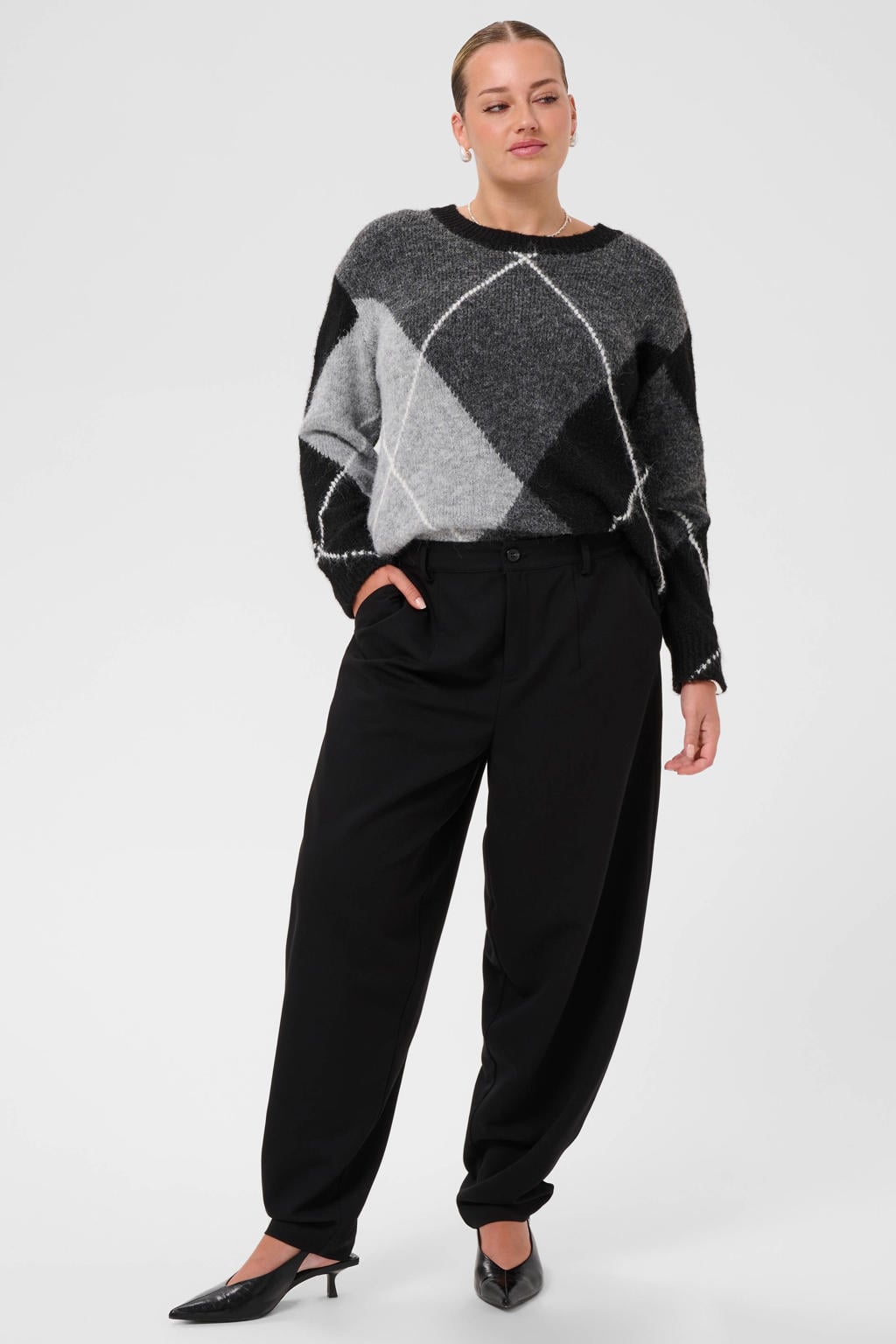 Kaffe Curve Plus Size barrel pantalon - zwart