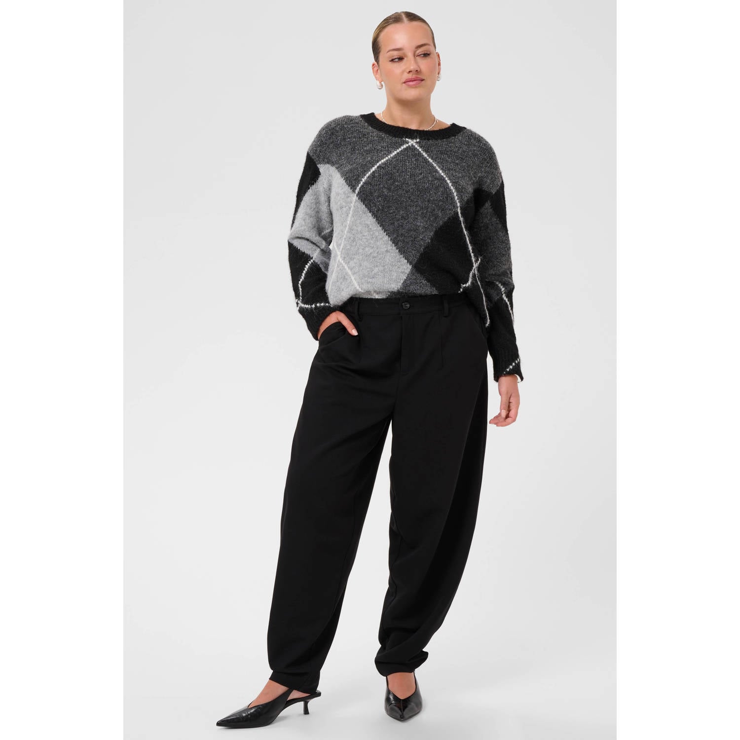 Kaffe Curve Plus Size barrel pantalon zwart