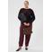 Kaffe Curve Plus Size wollen gebreide geruite trui - roodbruin/zwart/grijs/blauw