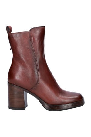 leren laarzen met blokhak - cognac