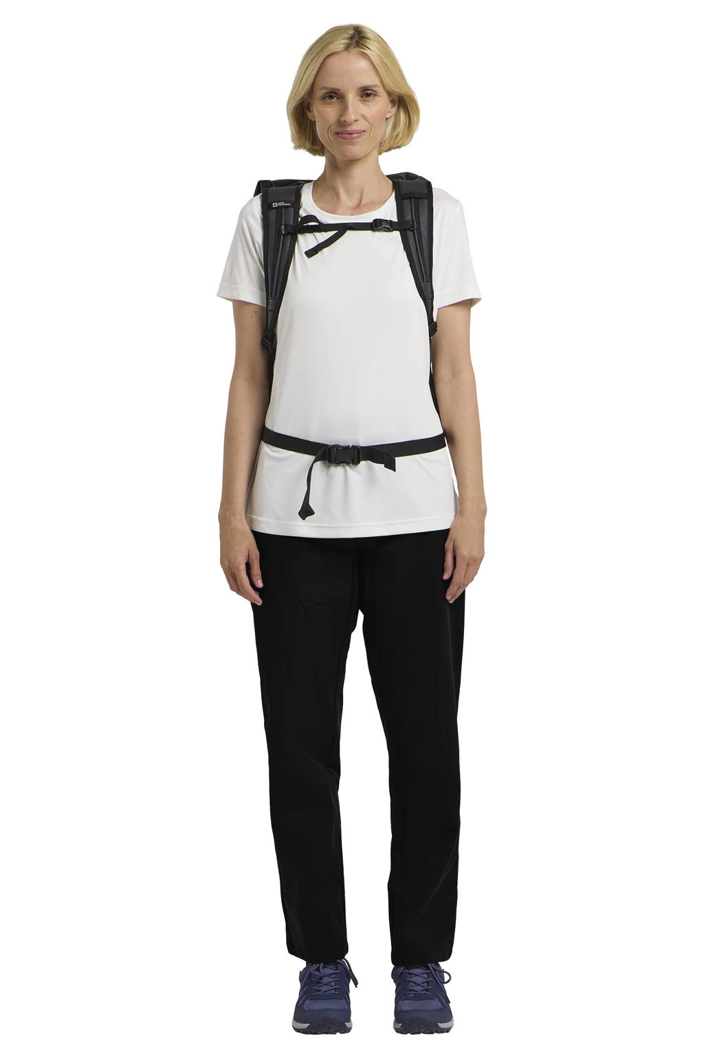 Zwarte dames Jack Wolfskin regular fit cargobroek van polyester met rits- en drukknoopsluiting en effen