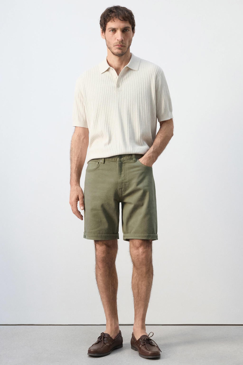 Mango Man slim fit short - beige/khaki