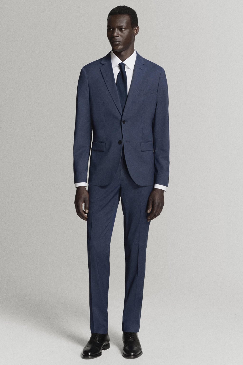 Mango Man viscose slim fit geruit colbert - middenblauw