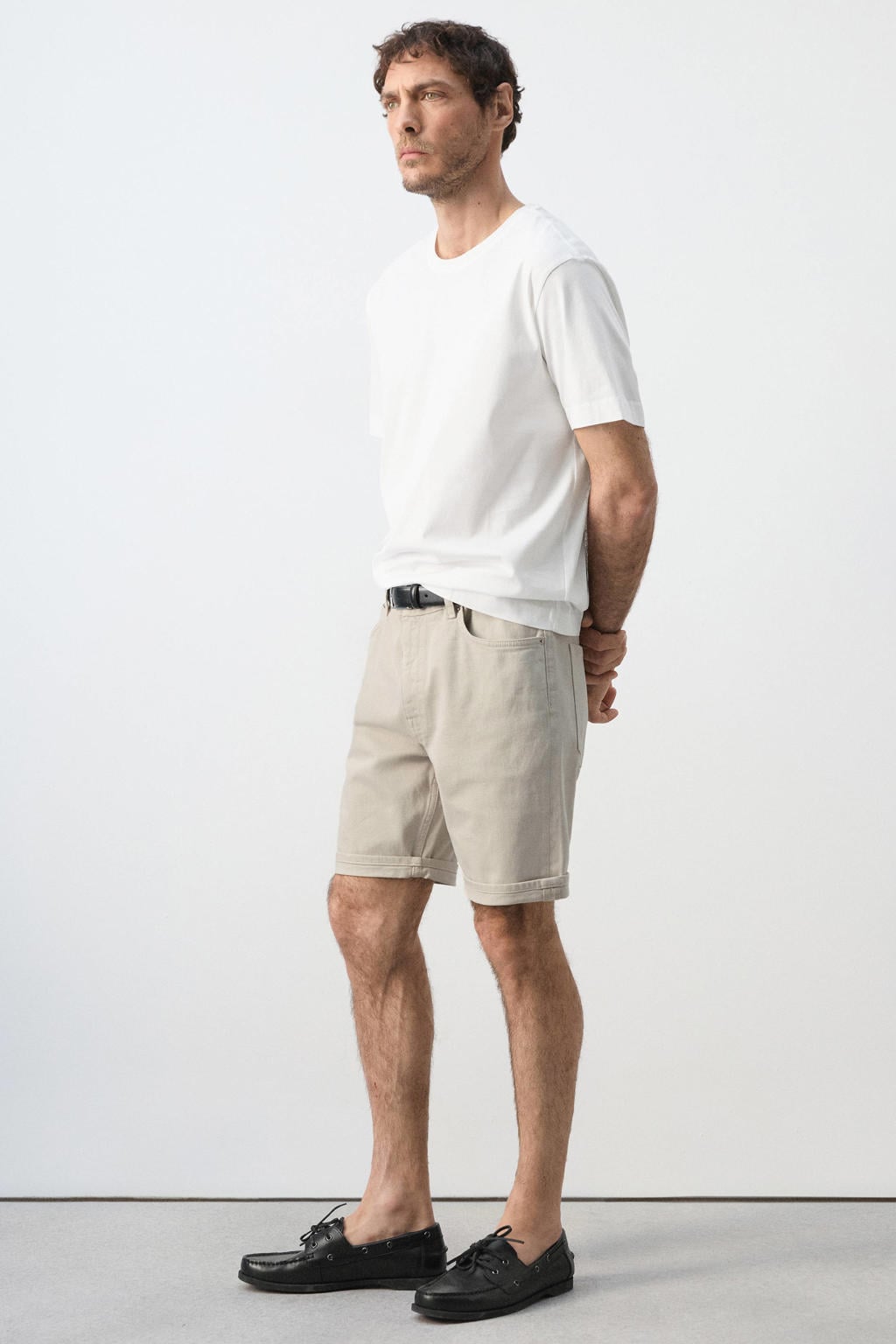 Mango Man slim fit denim short - lichtbeige