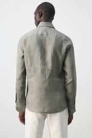 thumbnail: Mango Man linnen slim fit overhemd - middenbruin
