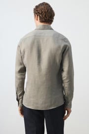 thumbnail: Mango Man linnen slim fit overhemd - middenbruin
