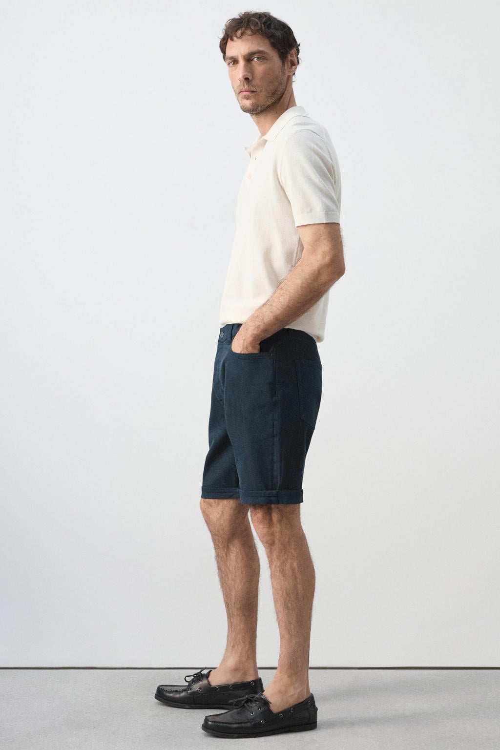 Mango Man slim fit denim short - marineblauw