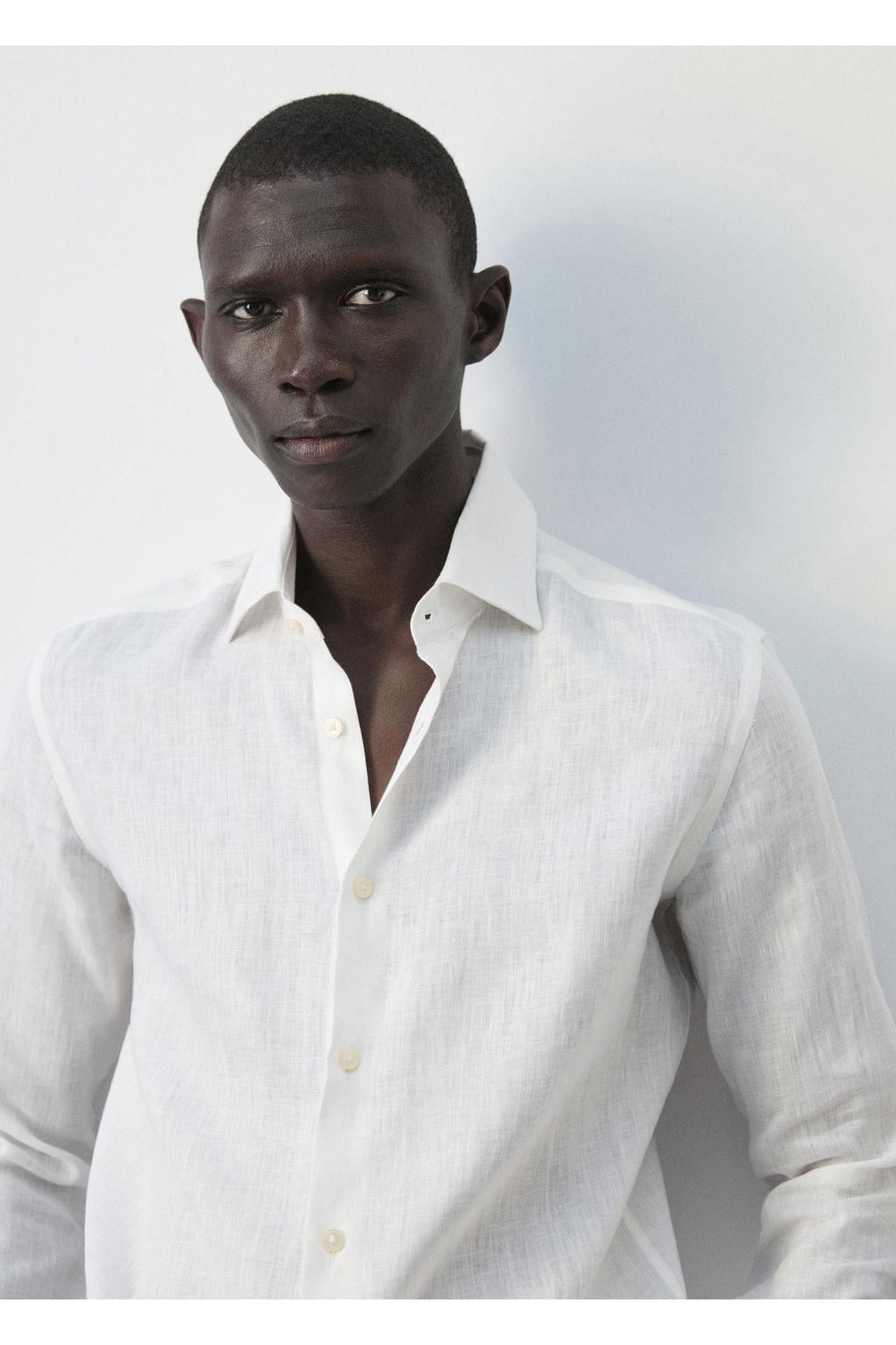 Mango Man linnen slim fit overhemd - wit