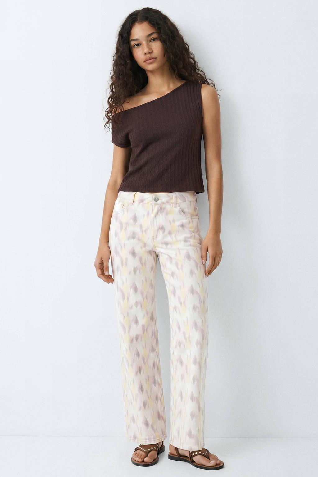 Bruin en aubergine meisjes MANGO TEEN one shoulder top
