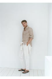 thumbnail: Mango Man linnen slim fit overhemd - pastelbruin