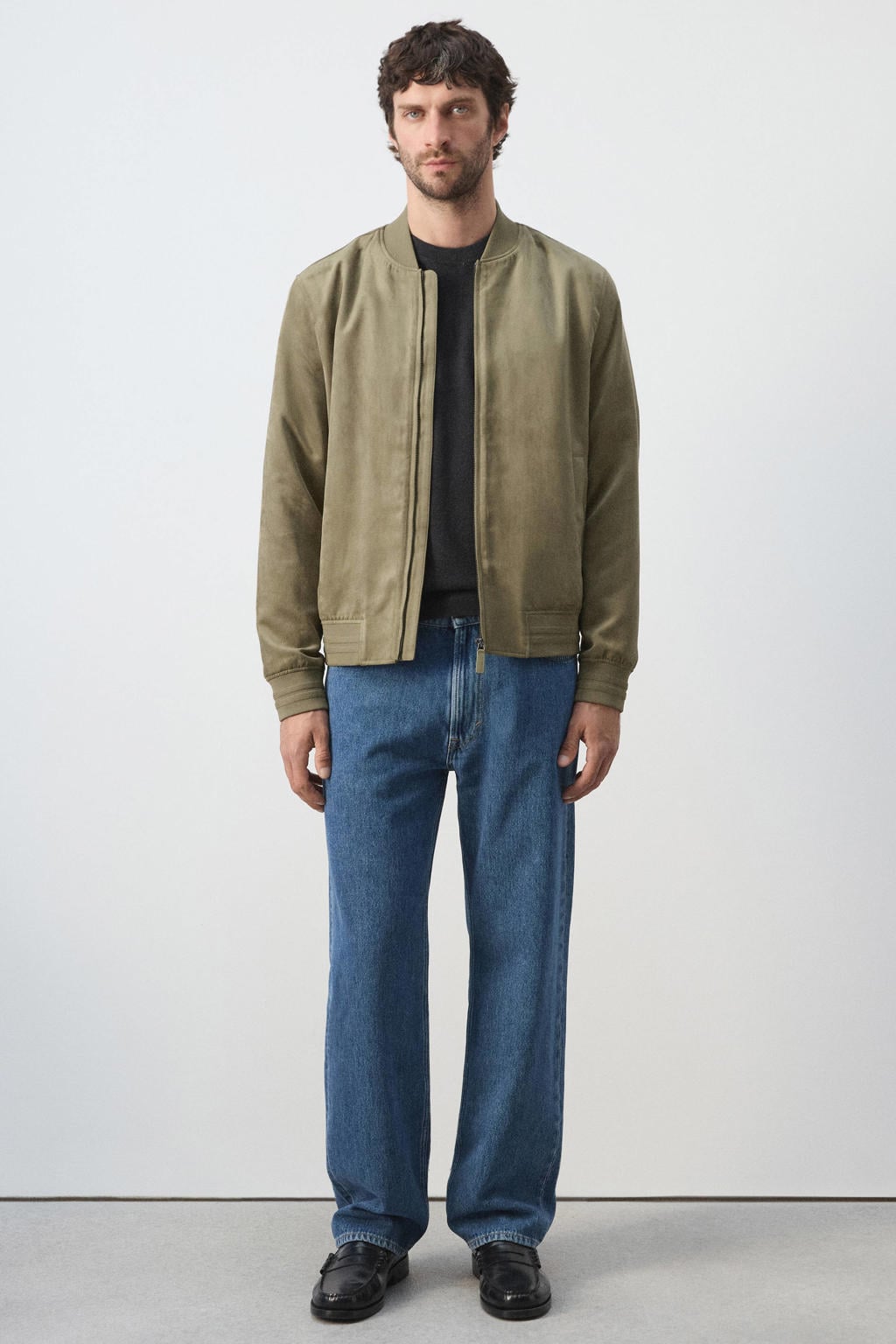 Mango Man imitatieleren jas - beige/kaki