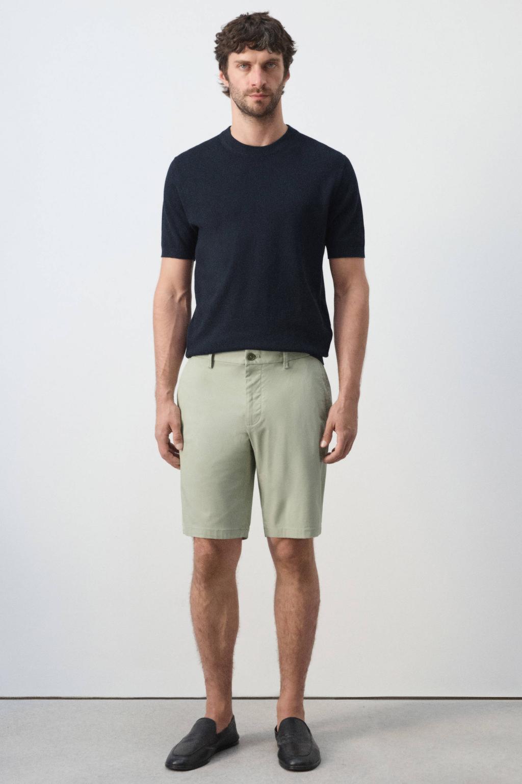 Mango Man slim fit chino short - groen