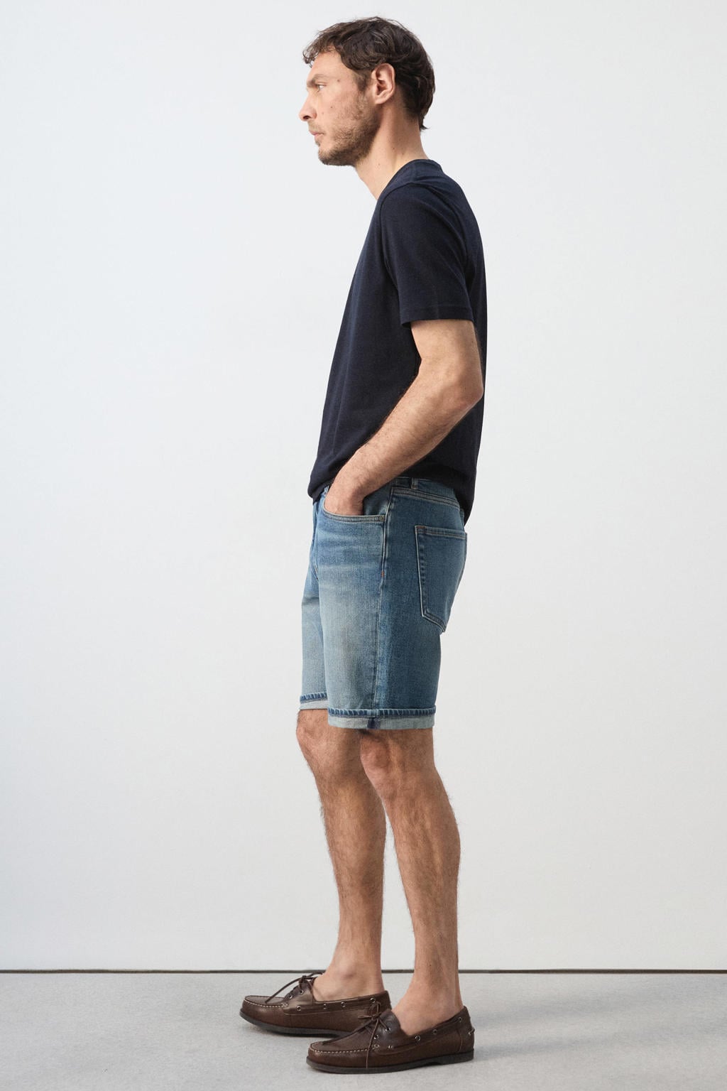 Mango Man slim fit denim short - blauw
